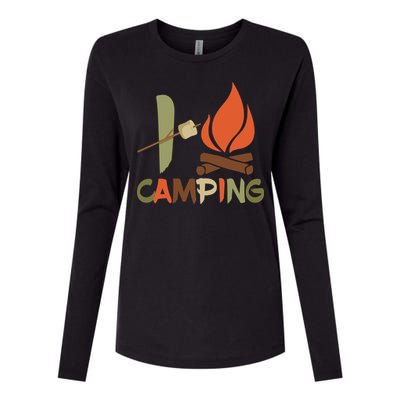 I Love Camping Campfire And S'more Womens Cotton Relaxed Long Sleeve T-Shirt