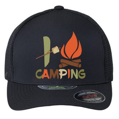 I Love Camping Campfire And S'more Flexfit Unipanel Trucker Cap