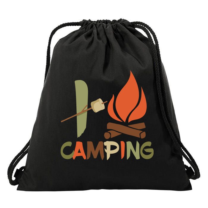 I Love Camping Campfire And S'more Drawstring Bag