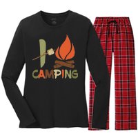 I Love Camping Campfire And S'more Women's Long Sleeve Flannel Pajama Set 