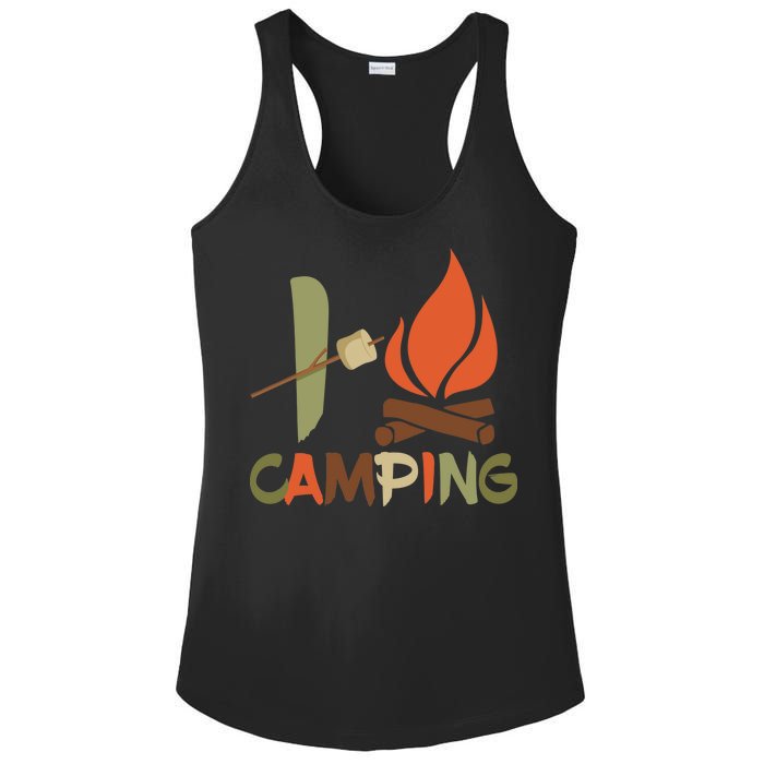 I Love Camping Campfire And S'more Ladies PosiCharge Competitor Racerback Tank