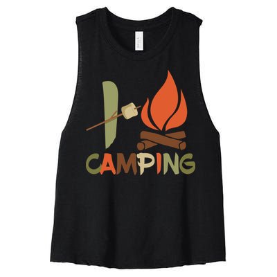 I Love Camping Campfire And S'more Women's Racerback Cropped Tank