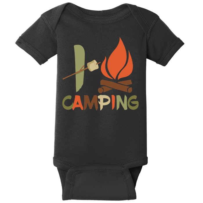 I Love Camping Campfire And S'more Baby Bodysuit