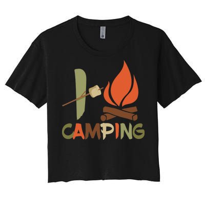 I Love Camping Campfire And S'more Women's Crop Top Tee