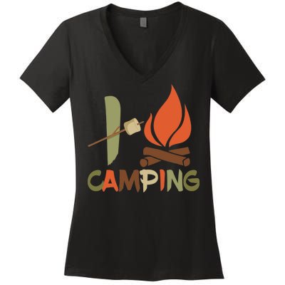 I Love Camping Campfire And S'more Women's V-Neck T-Shirt