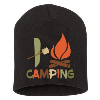 I Love Camping Campfire And S'more Short Acrylic Beanie