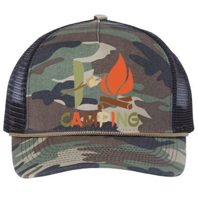 I Love Camping Campfire And S'more Retro Rope Trucker Hat Cap