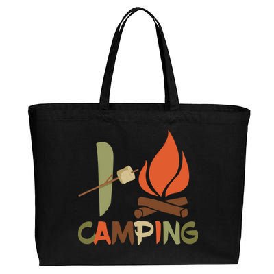 I Love Camping Campfire And S'more Cotton Canvas Jumbo Tote