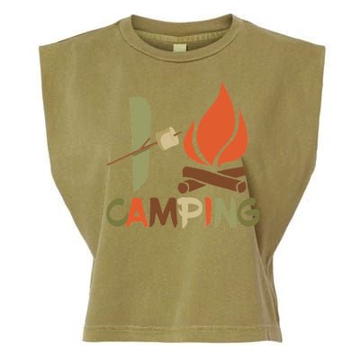 I Love Camping Campfire And S'more Garment-Dyed Women's Muscle Tee