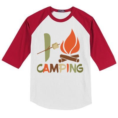 I Love Camping Campfire And S'more Kids Colorblock Raglan Jersey