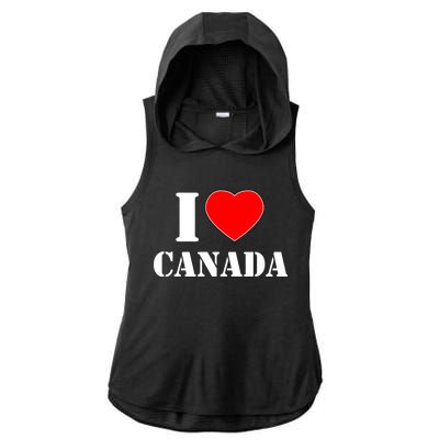 I Love Canada Ladies PosiCharge Tri-Blend Wicking Draft Hoodie Tank