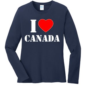 I Love Canada Ladies Long Sleeve Shirt