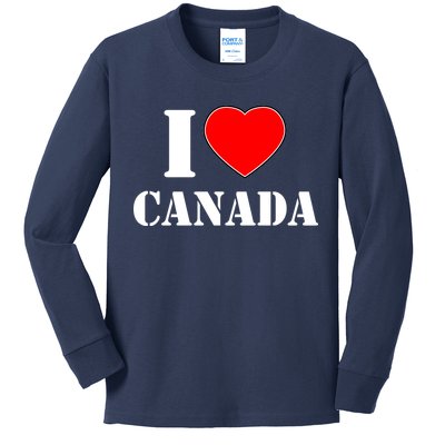 I Love Canada Kids Long Sleeve Shirt