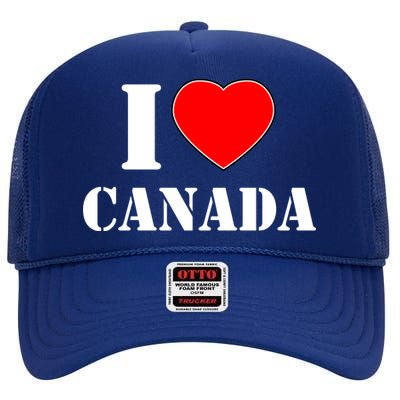 I Love Canada High Crown Mesh Back Trucker Hat