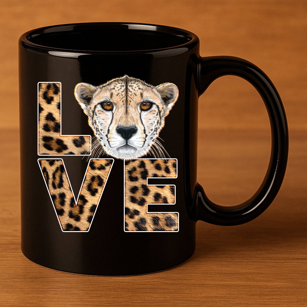 I Love Cheetahs 11oz C Handle Ceramic Mug