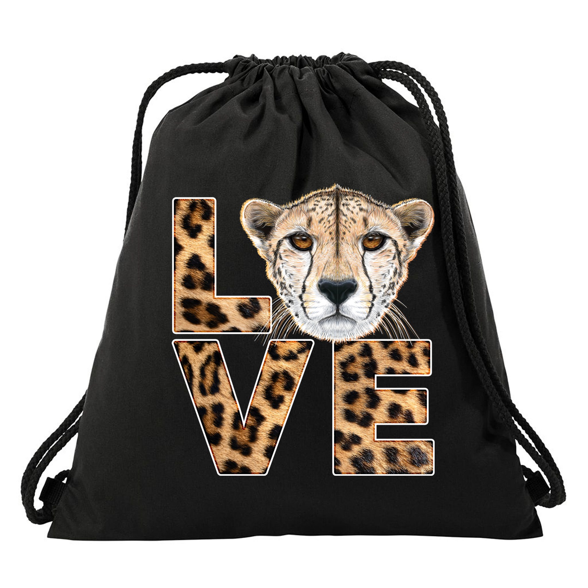 I Love Cheetahs Drawstring Bag
