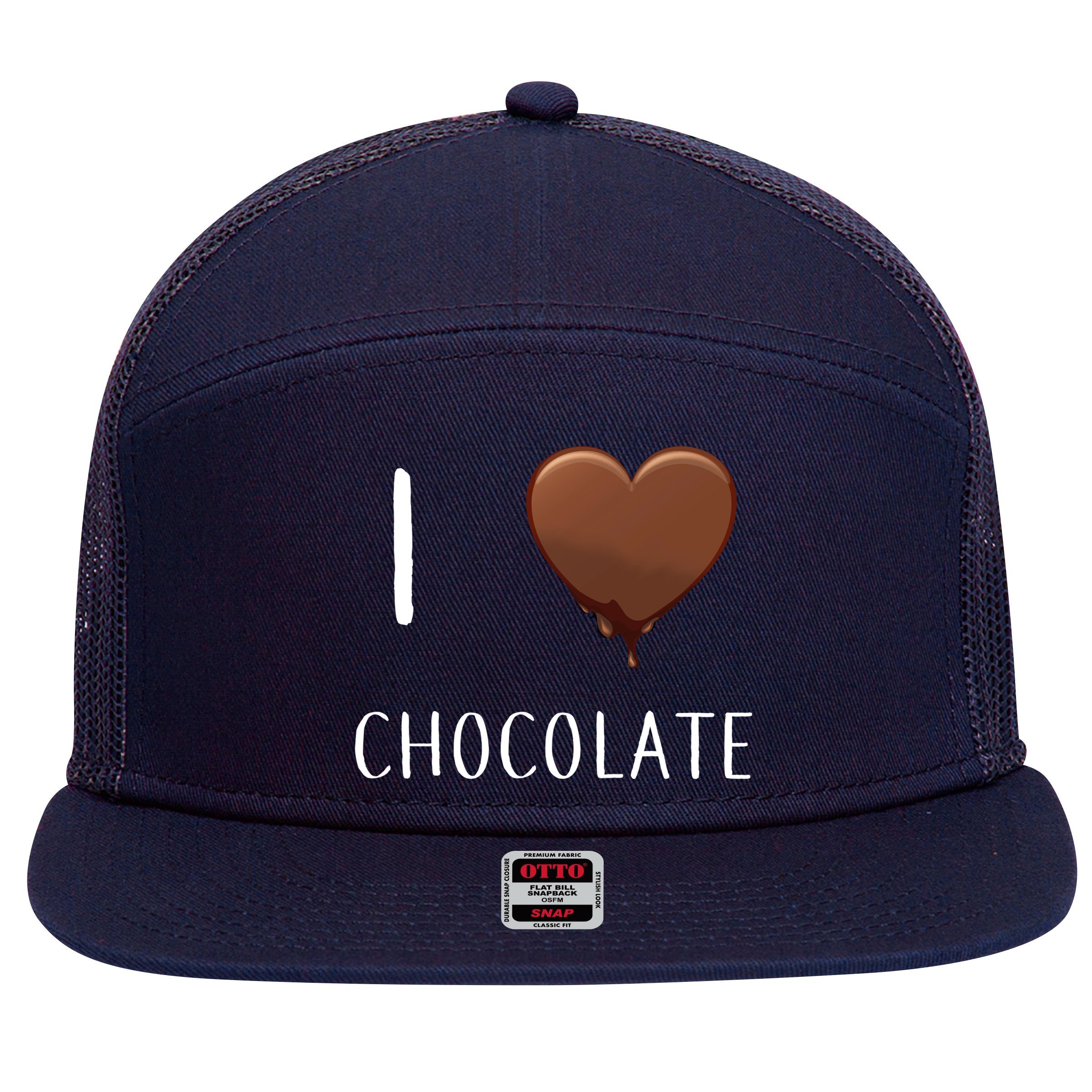I Love Chocolate 7 Panel Mesh Trucker Snapback Hat