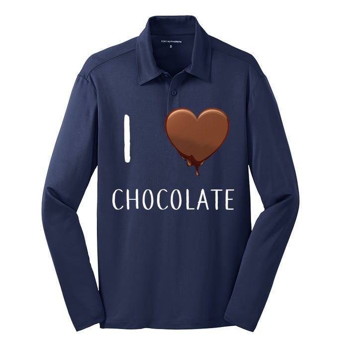 I Love Chocolate Silk Touch Performance Long Sleeve Polo