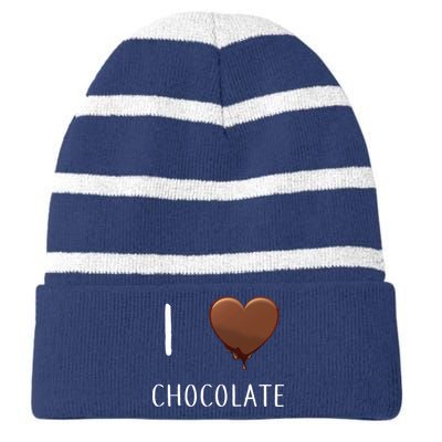 I Love Chocolate Striped Beanie with Solid Band