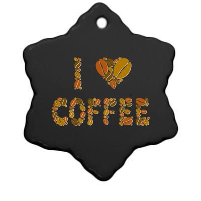 I Love Coffee Ceramic Star Ornament