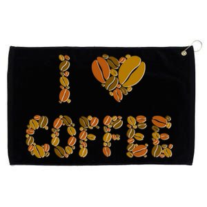 I Love Coffee Grommeted Golf Towel