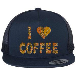 I Love Coffee Flat Bill Trucker Hat