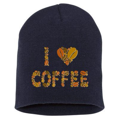 I Love Coffee Short Acrylic Beanie