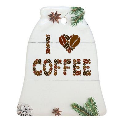 I Love Coffee Ceramic Bell Ornament