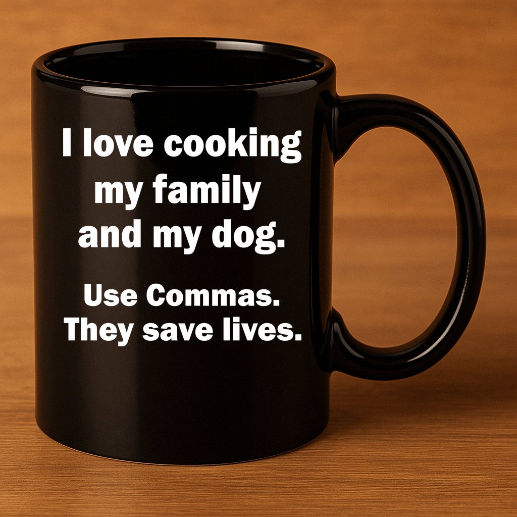 I Love Cooking My Family Commas Save Lives 11oz C Handle Ceramic Mug