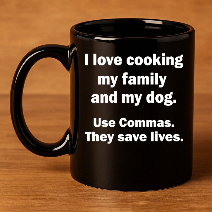 I Love Cooking My Family Commas Save Lives 11oz C Handle Ceramic Mug