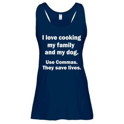 I Love Cooking My Family Commas Save Lives Ladies Essential Flowy Tank