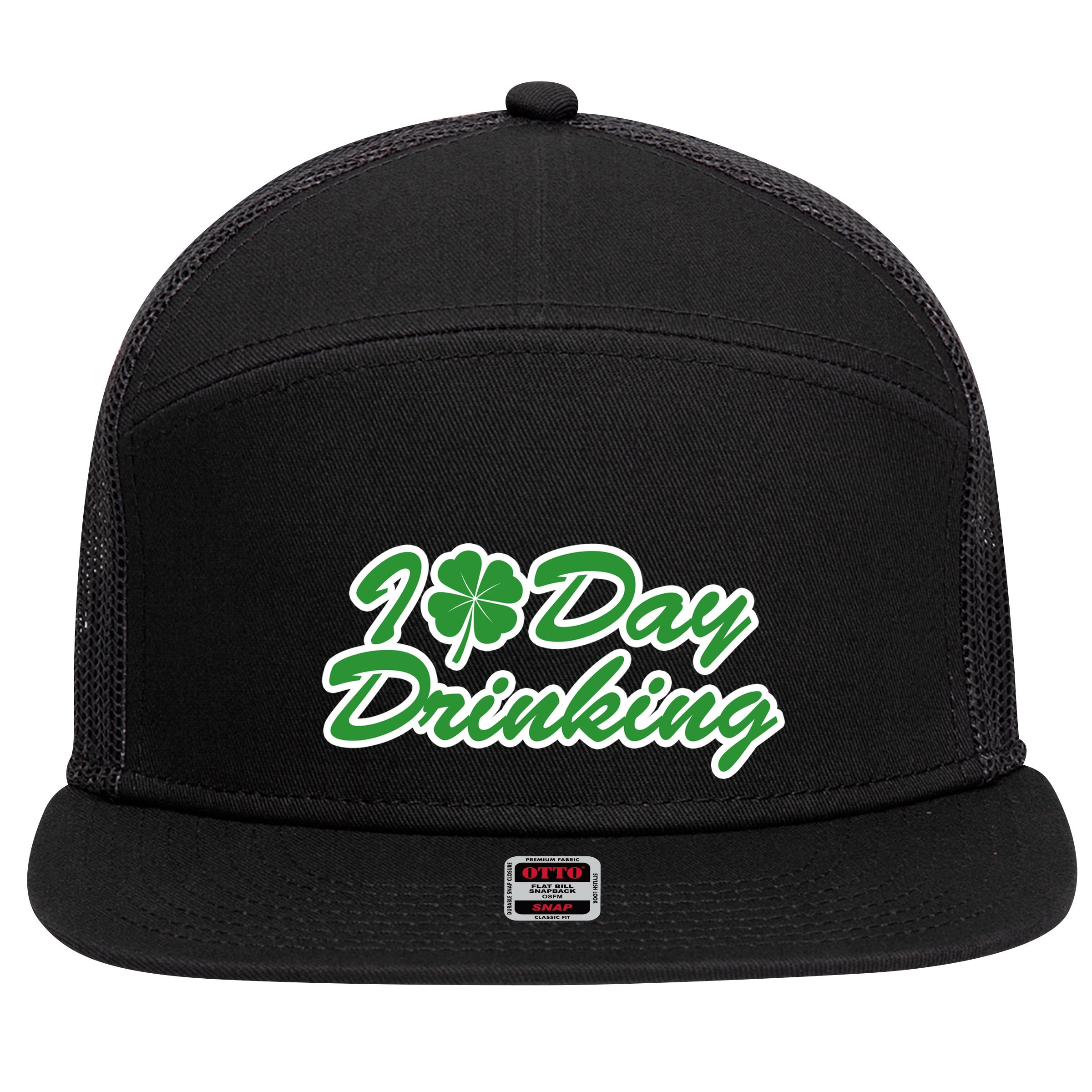 I Love Day Drinking 7 Panel Mesh Trucker Snapback Hat
