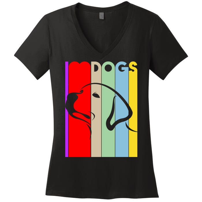 I Love Dogs Cute Dog Lovers Women's V-Neck T-Shirt