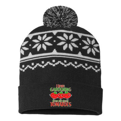 I Love Gardening From My Head Tomatoes USA-Made Snowflake Beanie