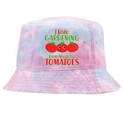 I Love Gardening From My Head Tomatoes Tie-Dyed Bucket Hat