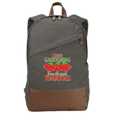 I Love Gardening From My Head Tomatoes Cotton Canvas Backpack