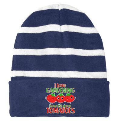 I Love Gardening From My Head Tomatoes Striped Beanie with Solid Band