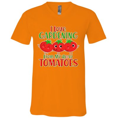 I Love Gardening From My Head Tomatoes V-Neck T-Shirt