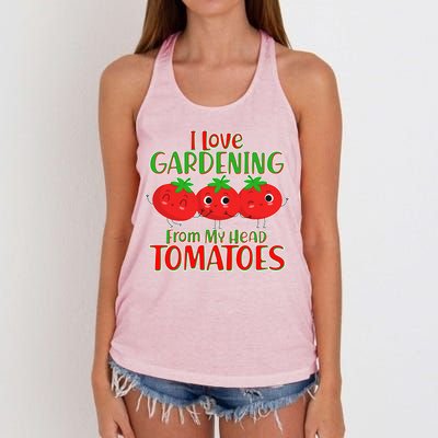 I Love Gardening From My Head Tomatoes Women's Knotted Racerback Tank