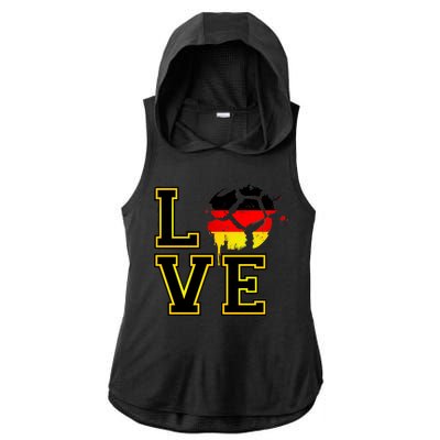 I Love Germany Futbol Soccer Ladies PosiCharge Tri-Blend Wicking Draft Hoodie Tank