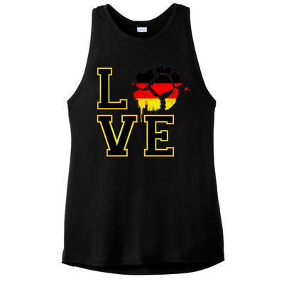 I Love Germany Futbol Soccer Ladies PosiCharge Tri-Blend Wicking Tank