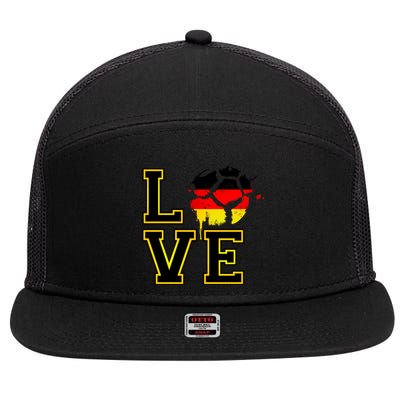 I Love Germany Futbol Soccer 7 Panel Mesh Trucker Snapback Hat