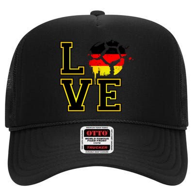 I Love Germany Futbol Soccer High Crown Mesh Back Trucker Hat