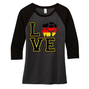 I Love Germany Futbol Soccer Women's Tri-Blend 3/4-Sleeve Raglan Shirt