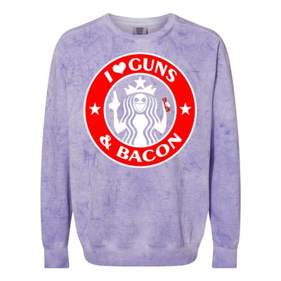 I Love Guns And Bacon Colorblast Crewneck Sweatshirt