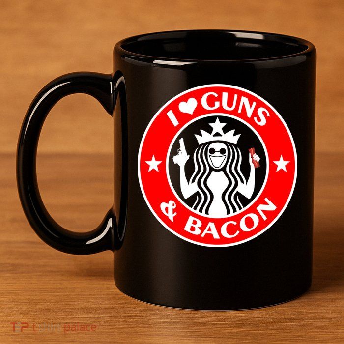 I Love Guns And Bacon 11oz C Handle Ceramic Mug