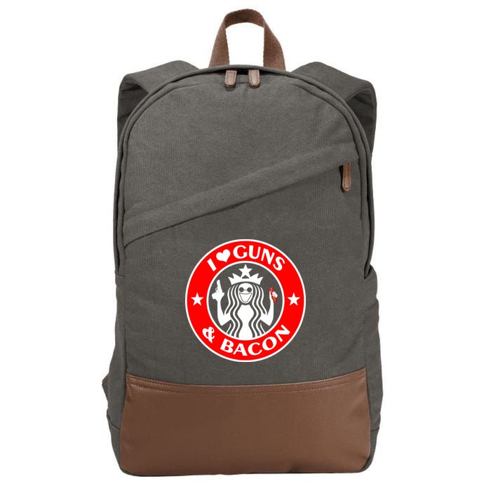 I Love Guns And Bacon Cotton Canvas Backpack