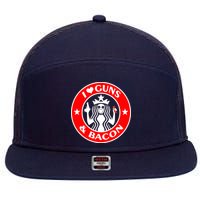 I Love Guns And Bacon 7 Panel Mesh Trucker Snapback Hat