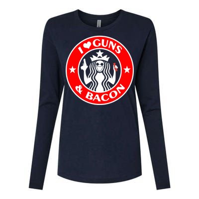 I Love Guns And Bacon Womens Cotton Relaxed Long Sleeve T-Shirt