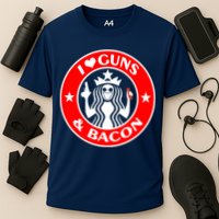 I Love Guns And Bacon Cooling Performance Crew T-Shirt